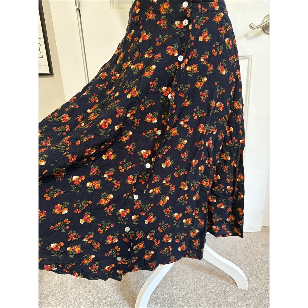 Kathie Lee Collection Navy Floral Midi Skirt - Picture 4 of 7